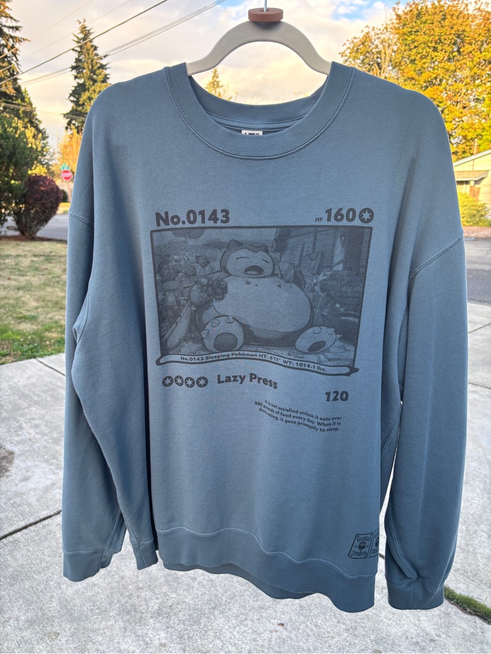 Uniqlo Snorlax Graphic Crewneck Sweatshirt - Dusty Blue